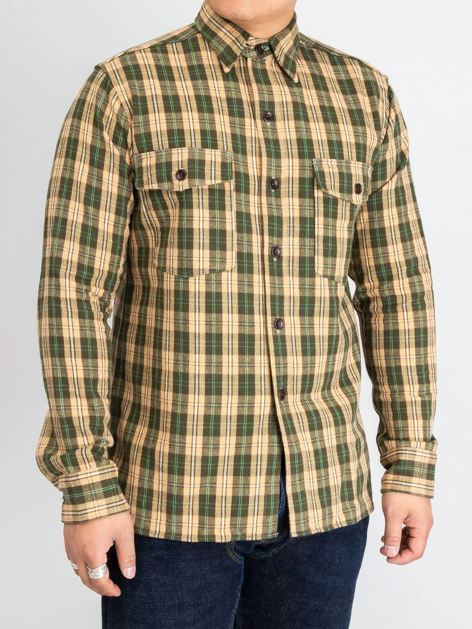 3022 Brushed Flannel Shirt in Beige