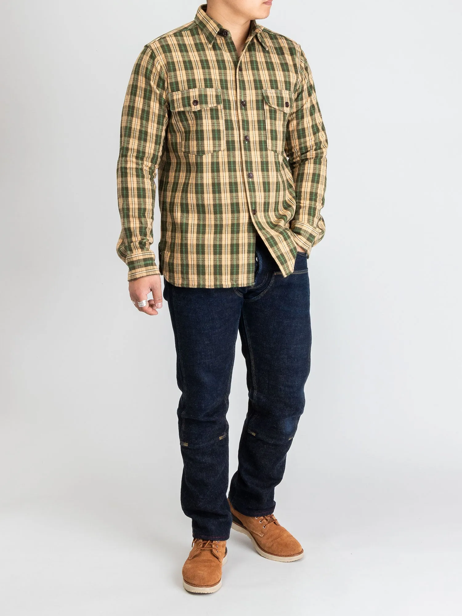 3022 Brushed Flannel Shirt in Beige