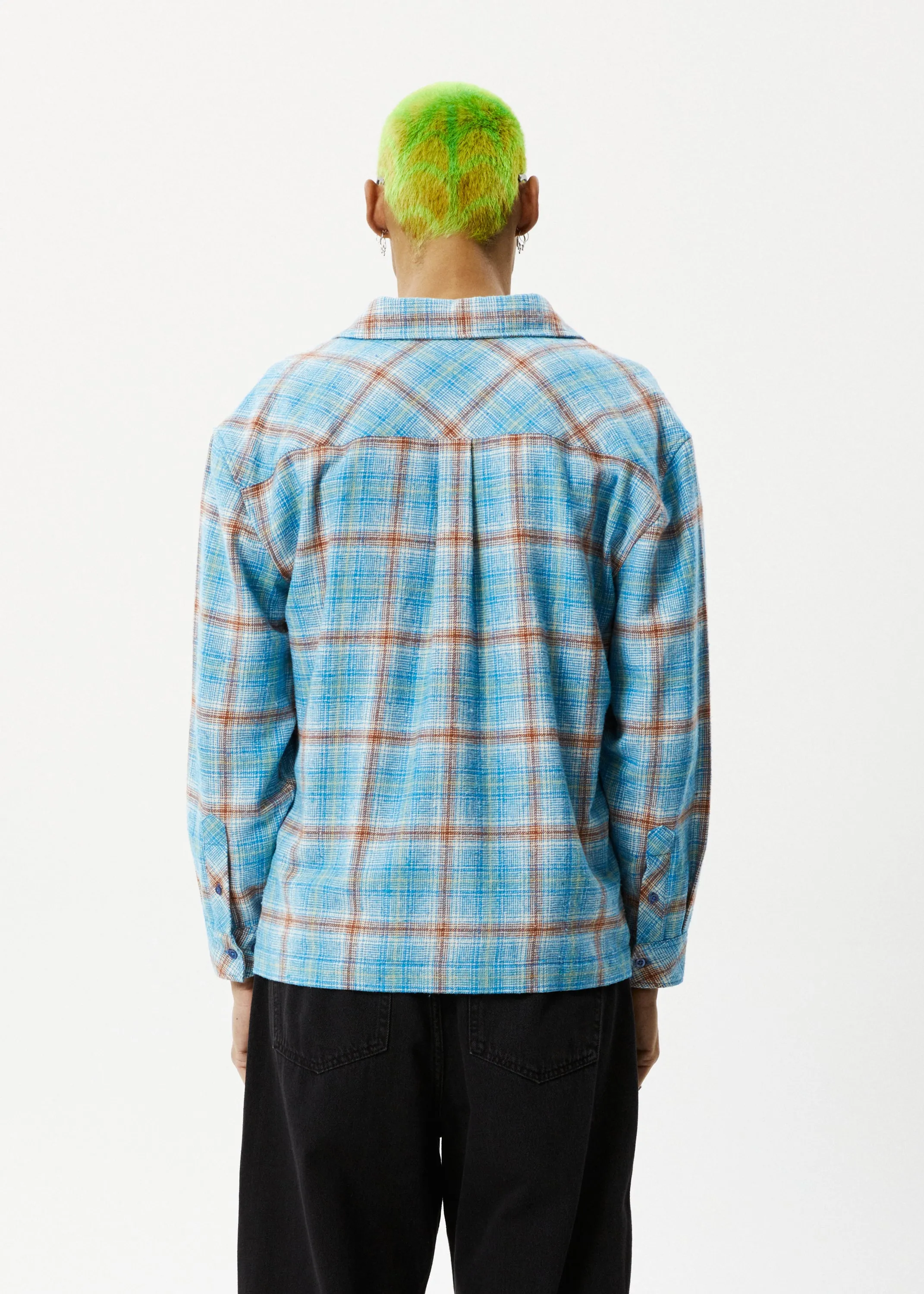 AFENDS Mens Position - Flannel Shirt - Lake Check