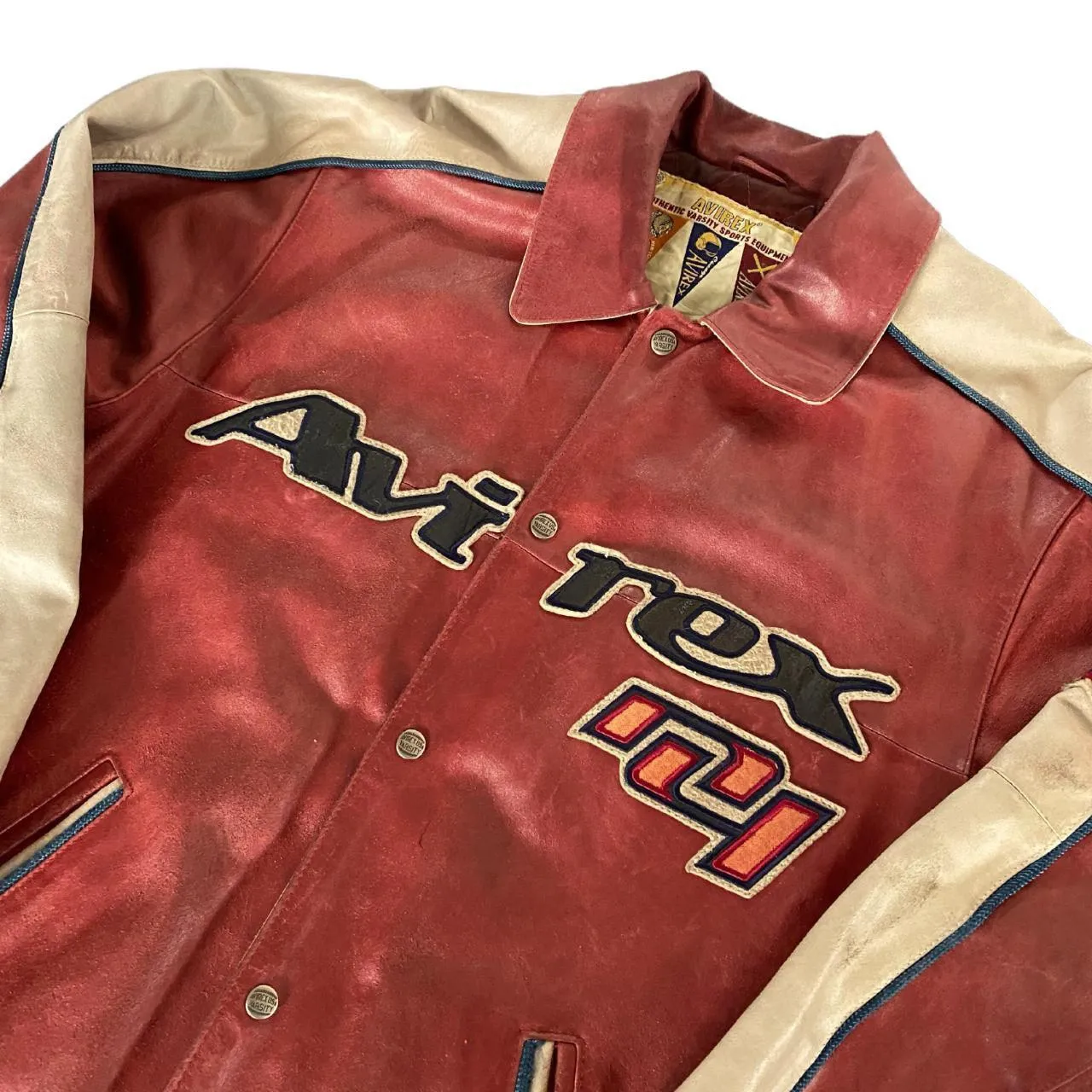 AVIREX HOCKEY LEATHER JACKET  (M)