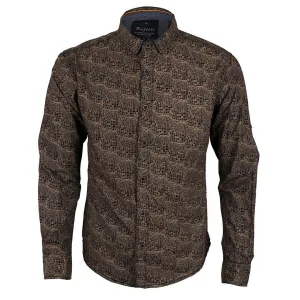 Bajieli Men's Regular Fit Cotton Brown LongSleeve  Shirt