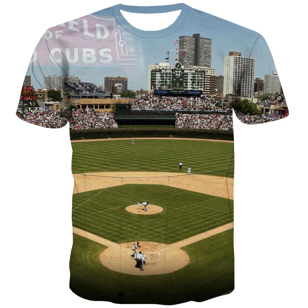 Baseball T shirts Men Stadium Tshirts Novelty Game T shirts Funny White T-shirts 3d