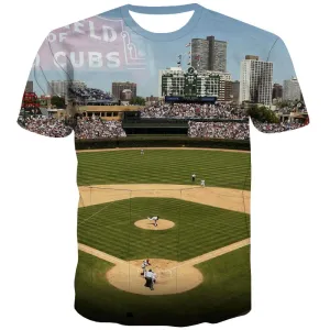 Baseball T shirts Men Stadium Tshirts Novelty Game T shirts Funny White T-shirts 3d