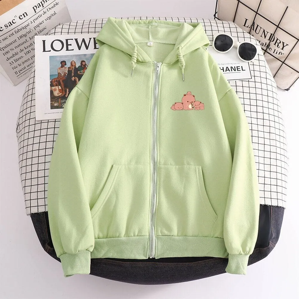 Boberu and Friends Soft Zip-Up Hoodie