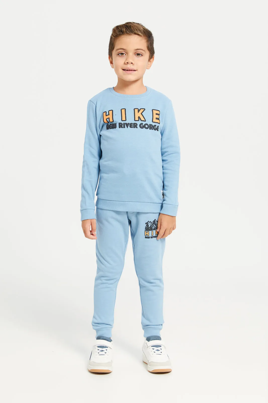 Boys Blue Side Print Active Pant