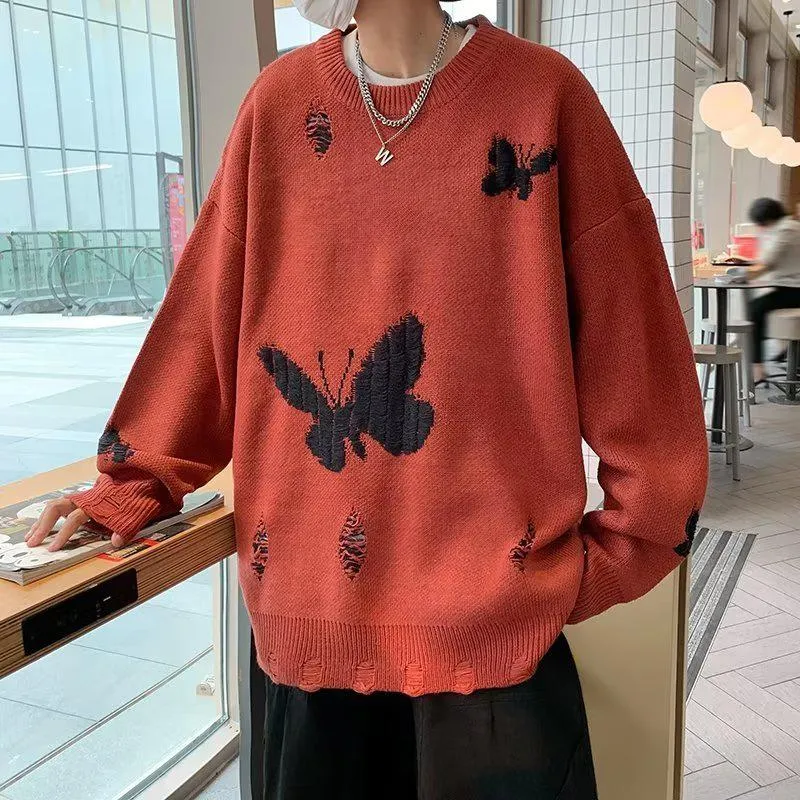 Butterfly Distressed Knitted Sweater