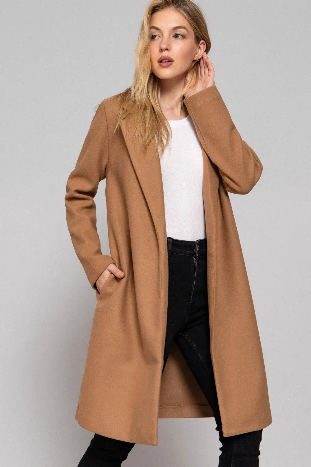 Camel Felt Long Coat