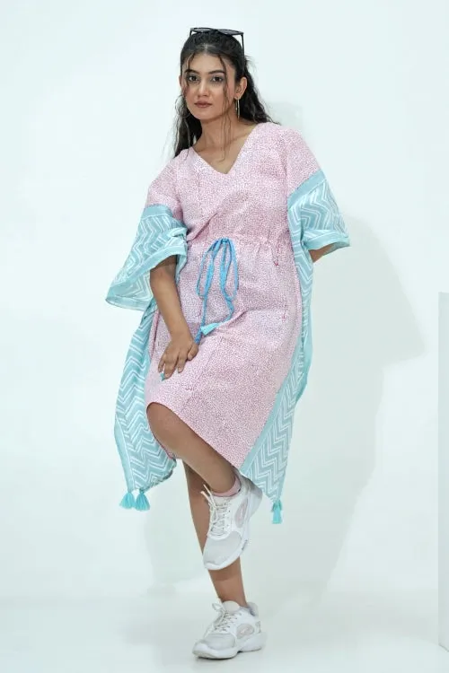 Candy Floss Hand Block Printed Kaftan