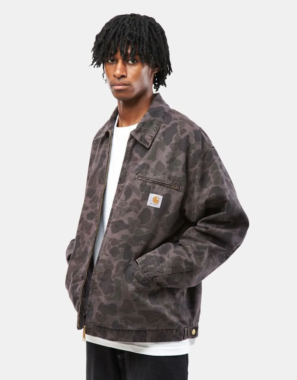 Carhartt WIP Duck Detroit Jacket - Camo Duck/Green/Graphite (Garment Dyed)