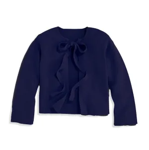 Cashmere Blend Tie Front Cardigan -- Neat Navy