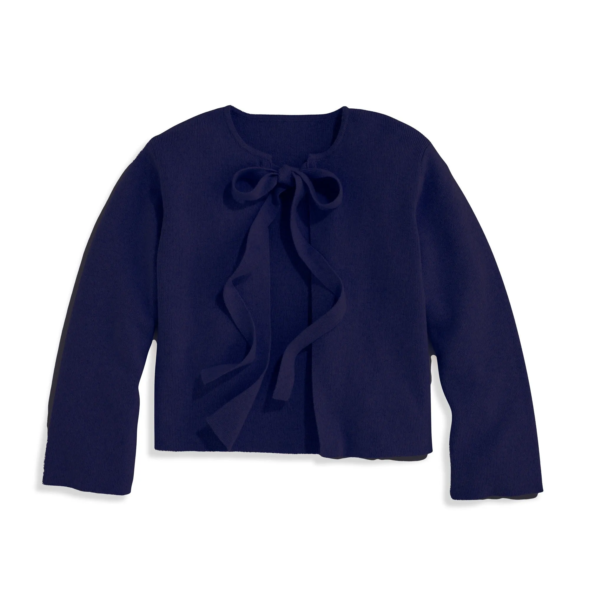 Cashmere Blend Tie Front Cardigan -- Neat Navy