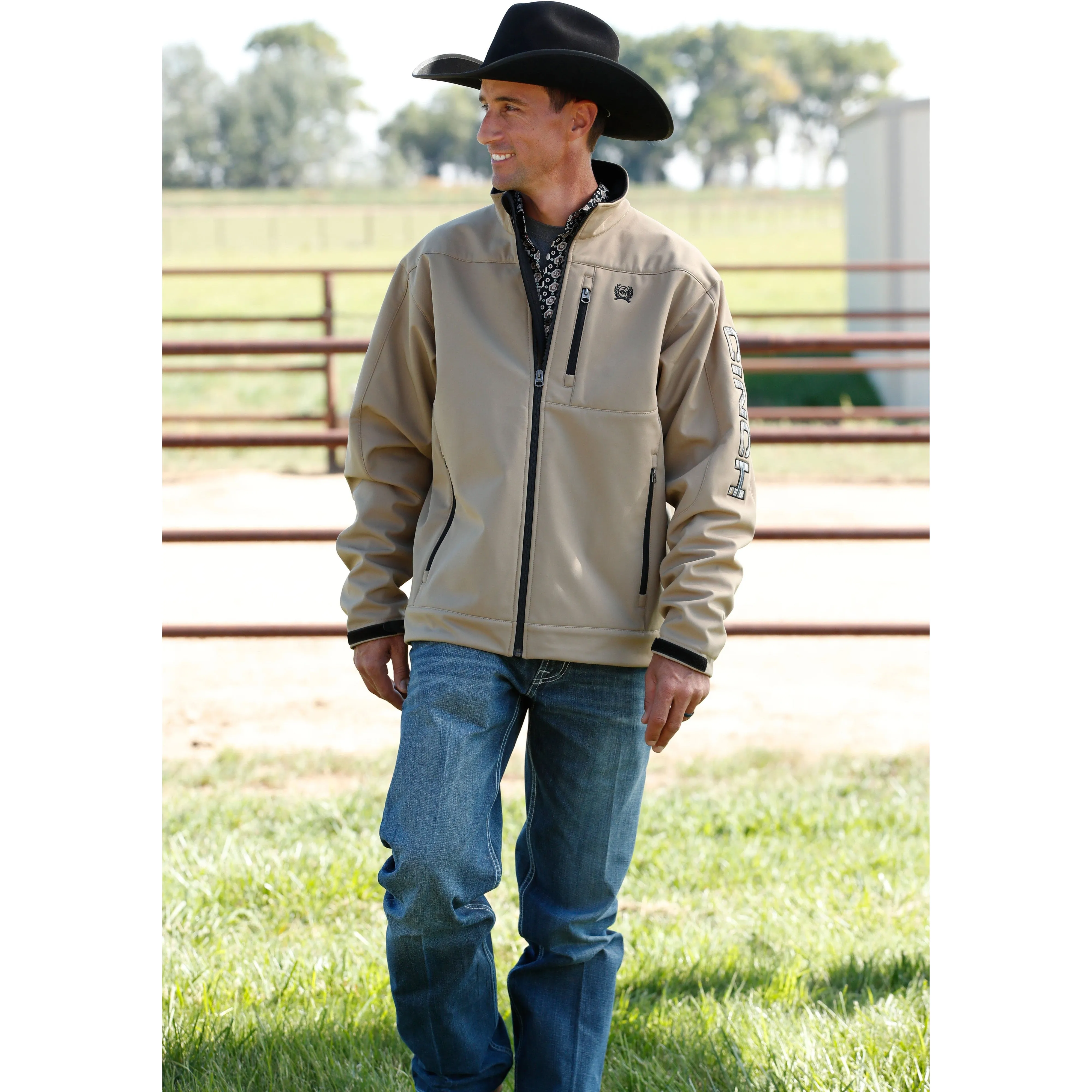 Cinch Men's Brown Solid Bonded Jacket