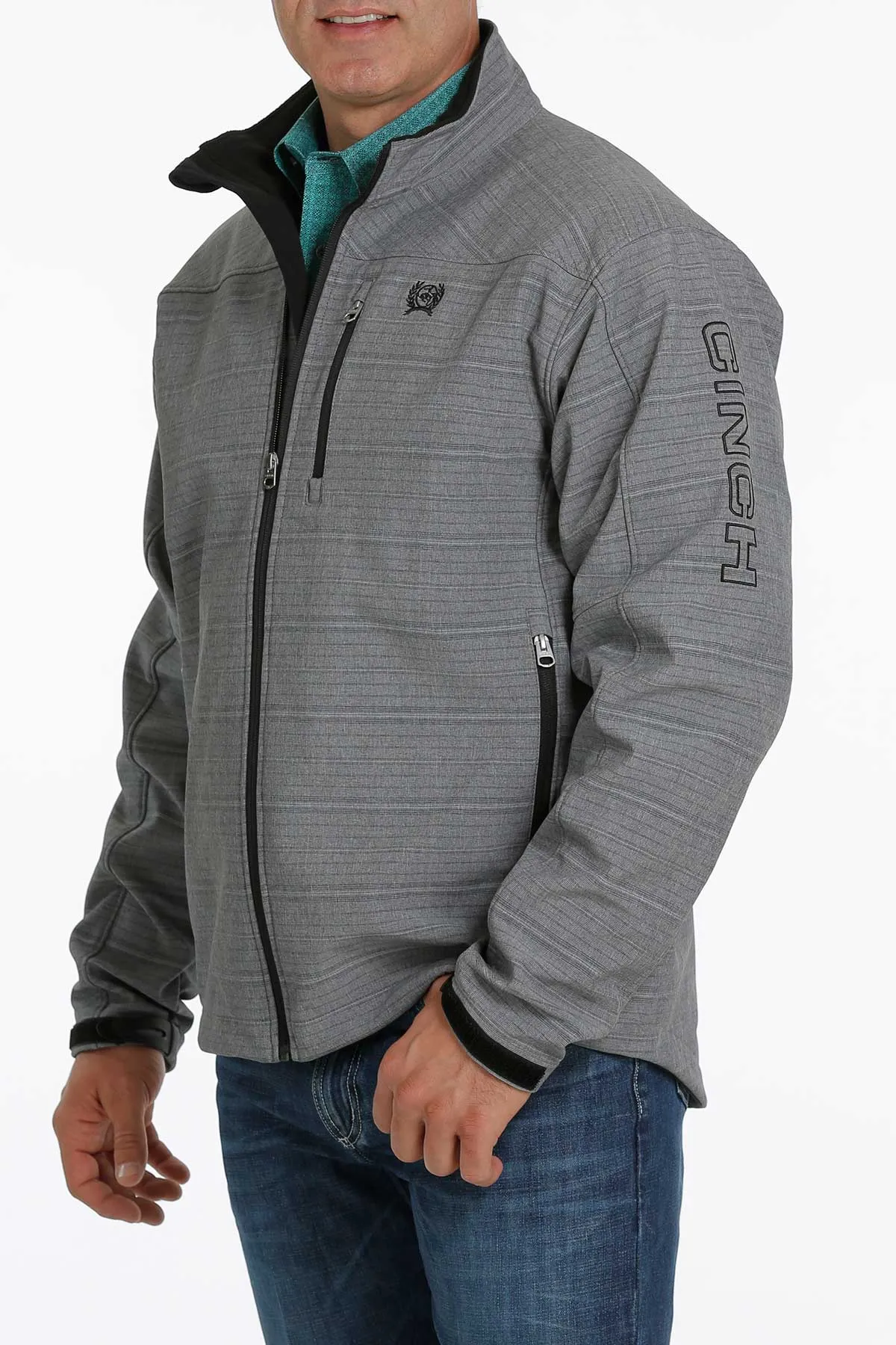 Cinch Men's Gray Stripe Bonded Jacket