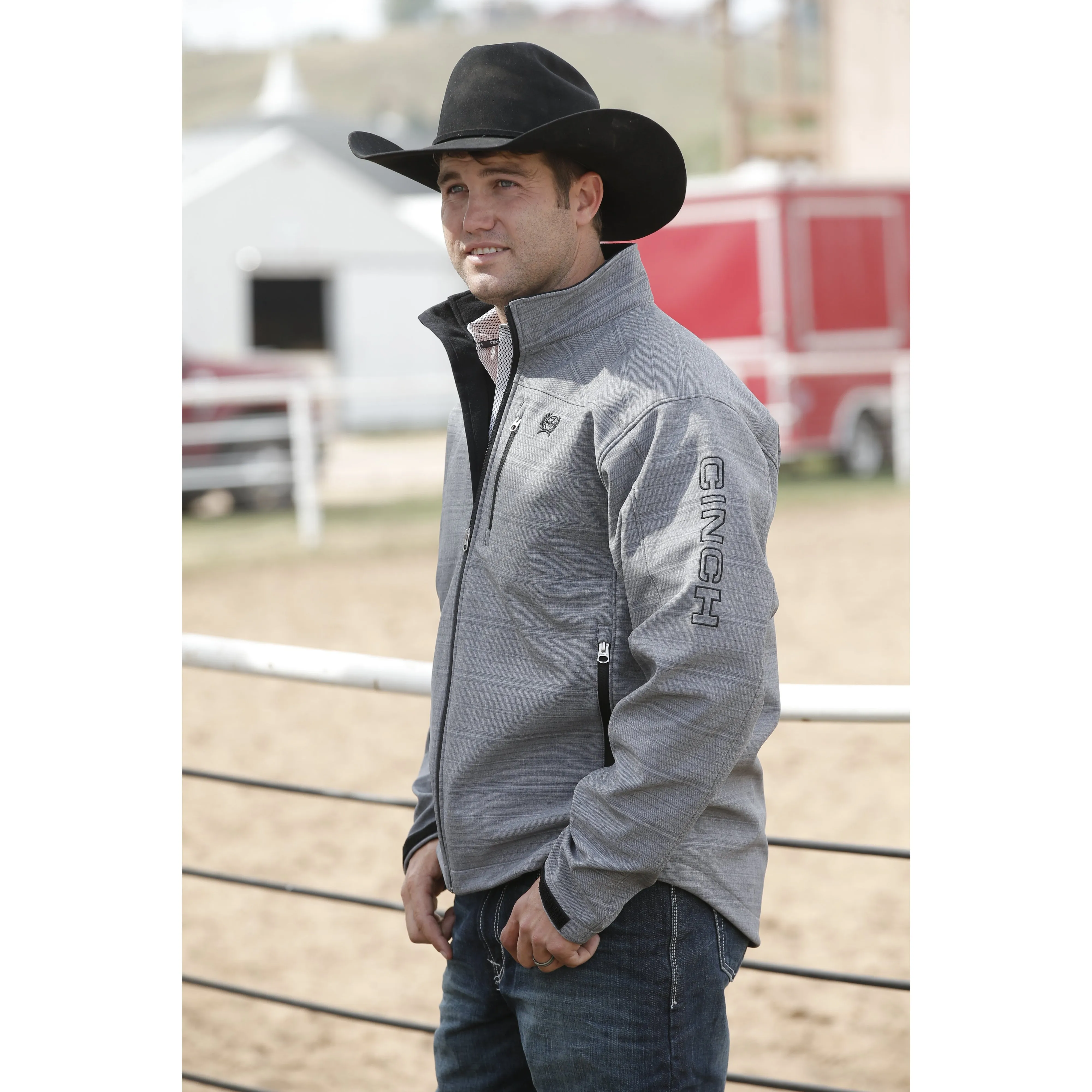 Cinch Men's Gray Stripe Bonded Jacket