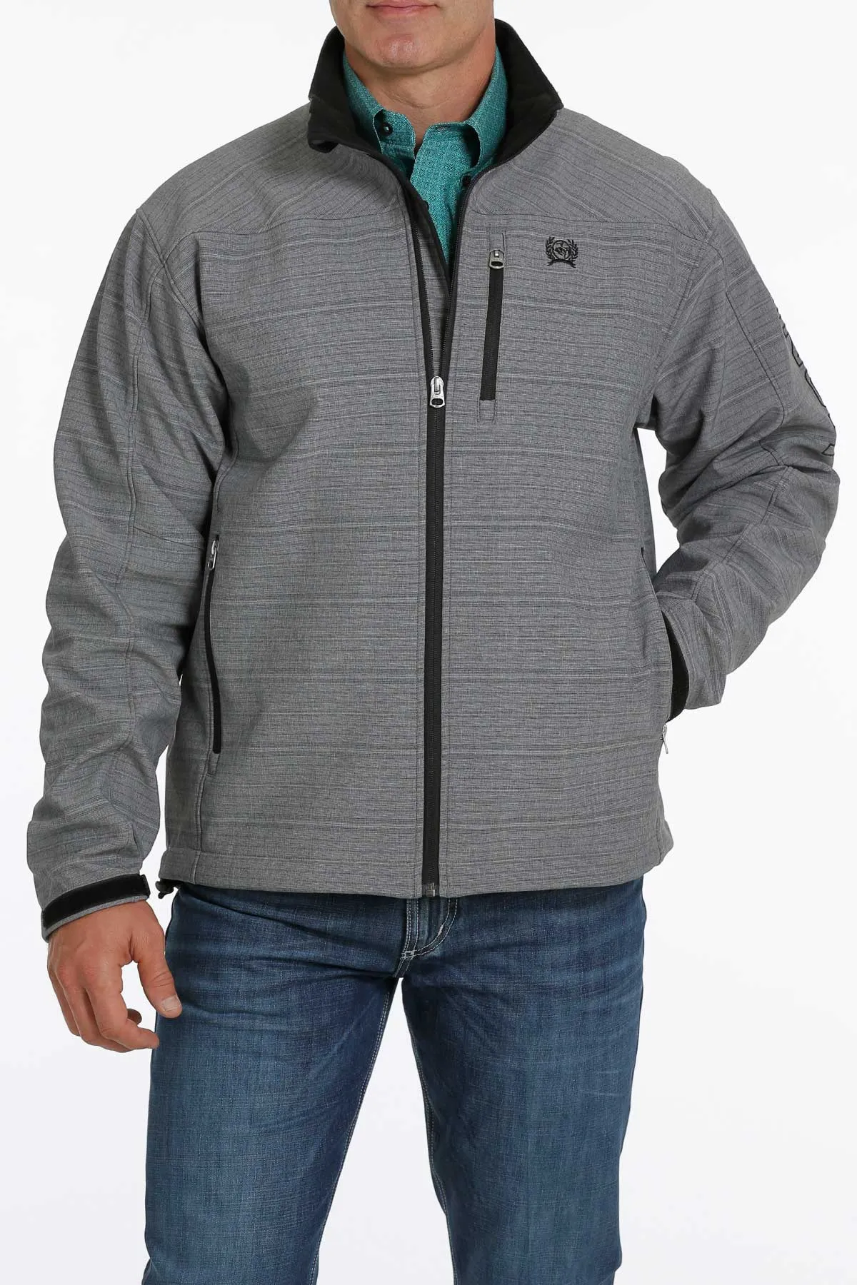 Cinch Men's Gray Stripe Bonded Jacket