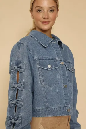 Cropped Bow Denim Jacket