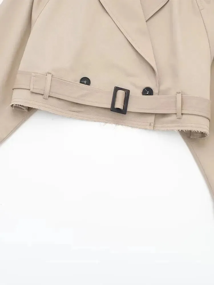 Cropped Double-Breasted Trench Jacket