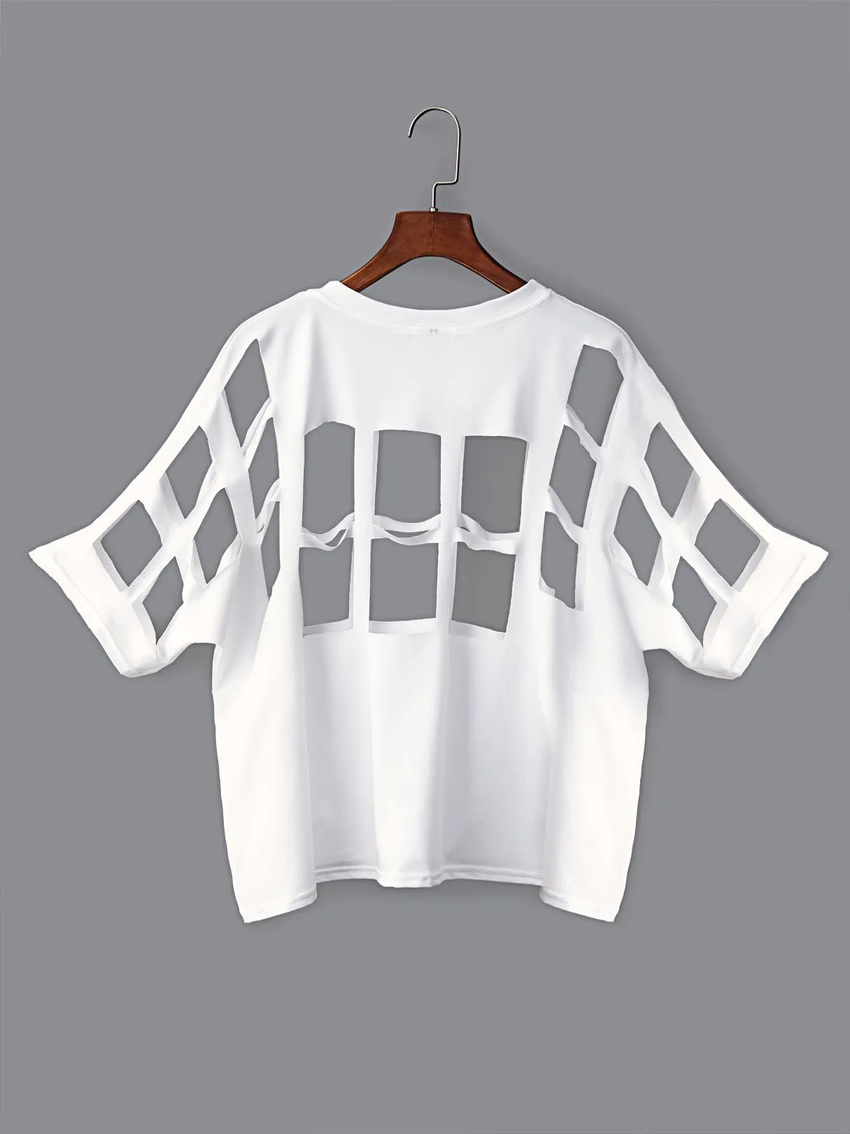 Custom Crew Neck Round Neck Hollow Cut Out Short Sleeve White T-Shirts