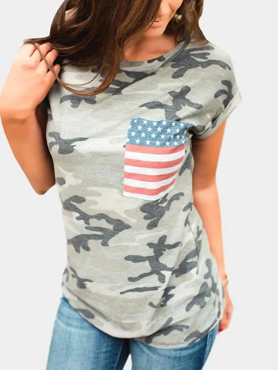 Custom Round Neck Camouflage Short Sleeve T-Shirts