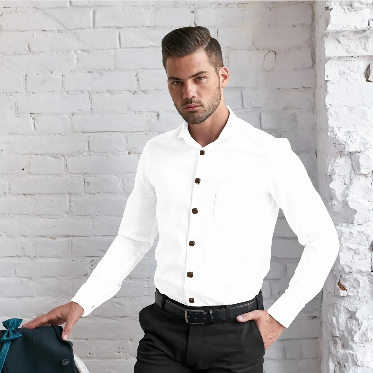 Hemploom - Classic Hemp & Cotton Shirt in Solid White