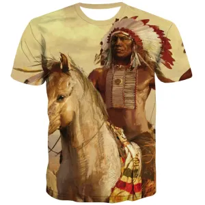 Indians T shirts Men Grassland T shirts Funny Sunset Tshirts Cool War T-shirts 3d