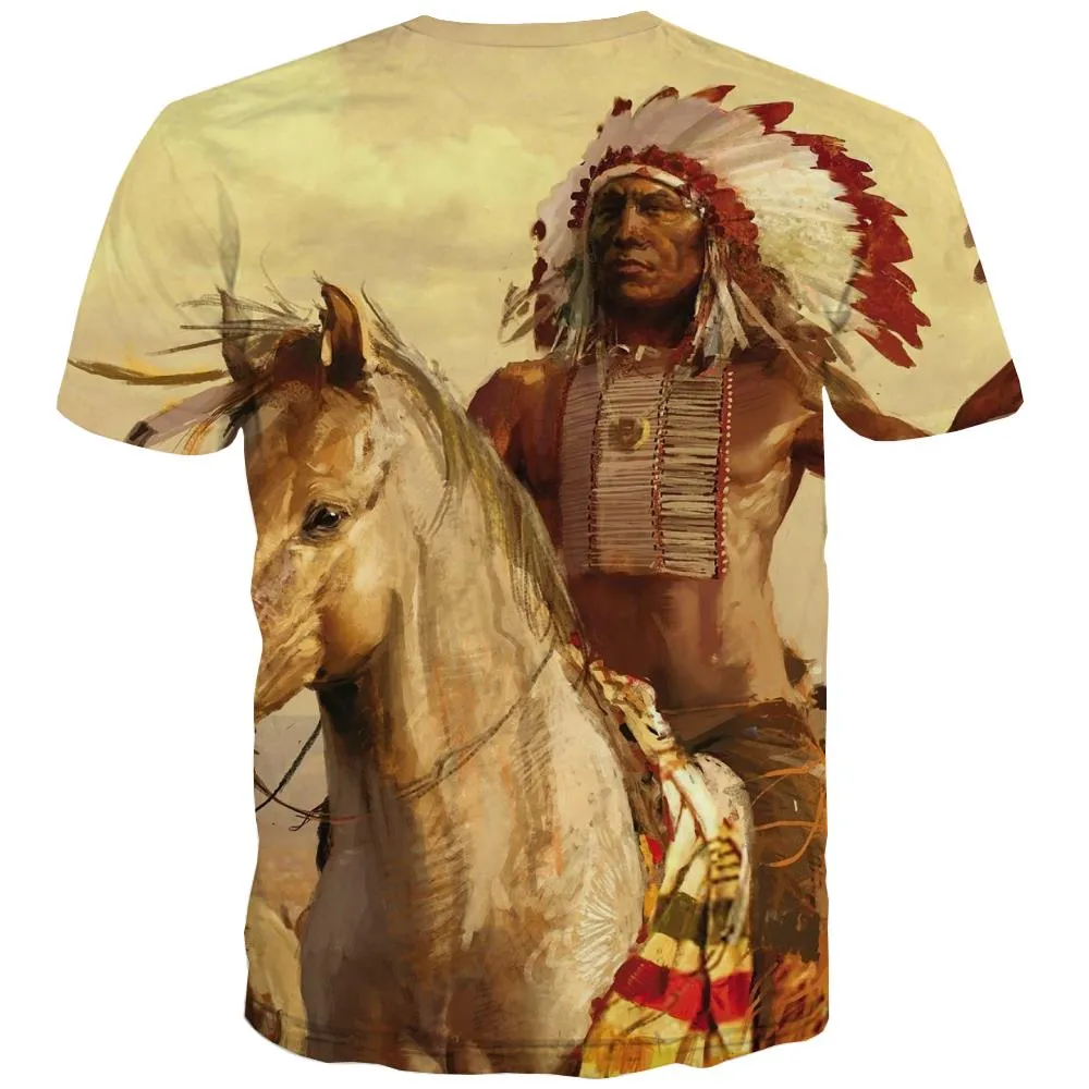 Indians T shirts Men Grassland T shirts Funny Sunset Tshirts Cool War T-shirts 3d