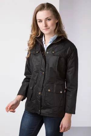 Ladies Wax Jacket with Elasticated Back