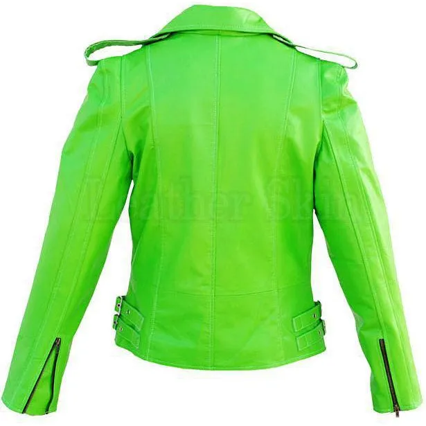 Leather Skin Punk Green Unisex Brando Fashion Stylish Sexy Premium Genuine Leather Jacket