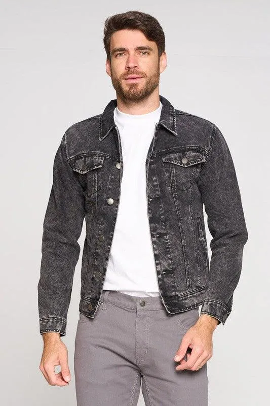 Mens Black Stonewashed Denim Jacket