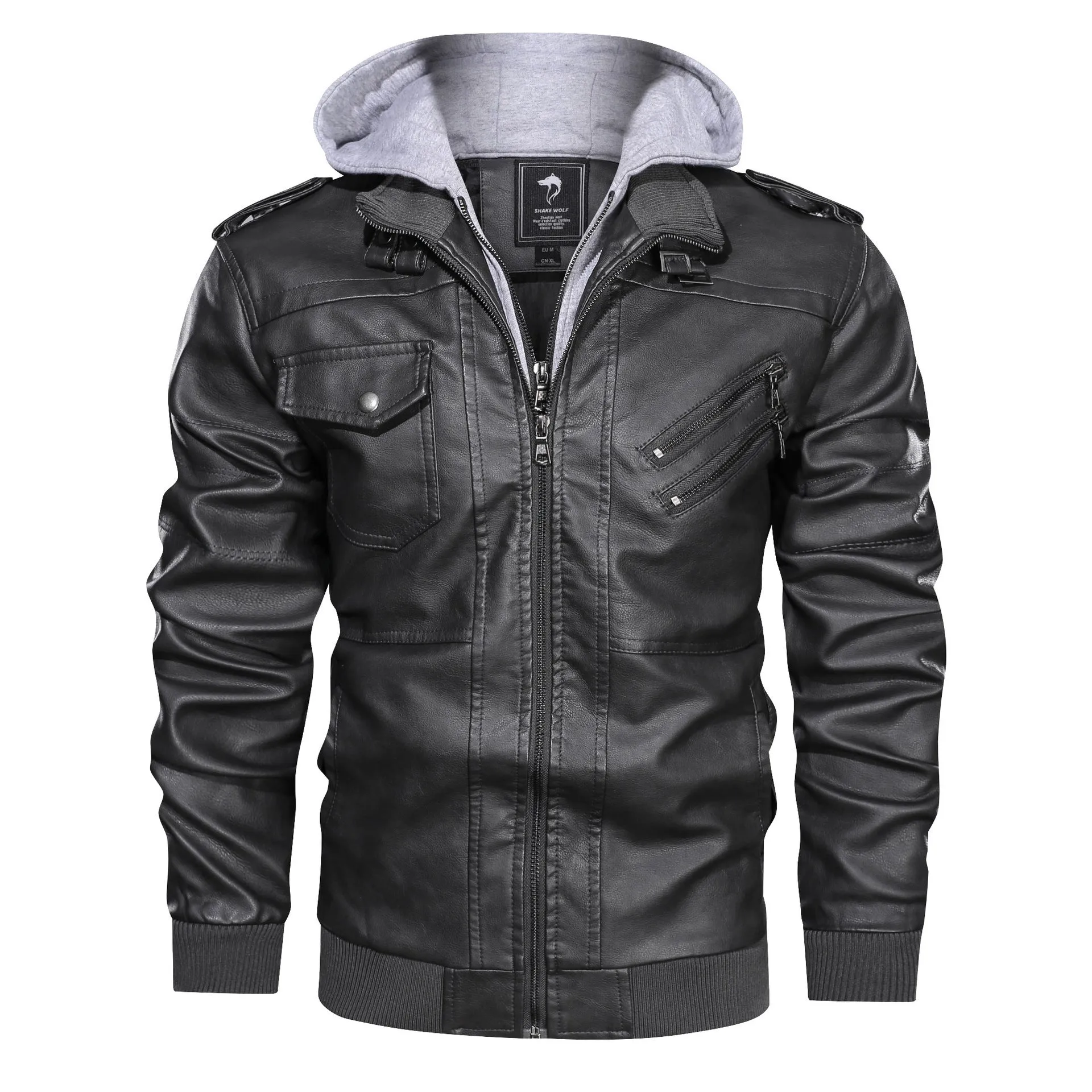 Men's Hooded Leather Jacket