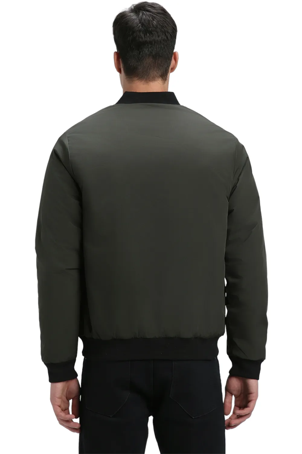 Men's Rib Neck Regular Fit Panelled Riffle Green Jackets