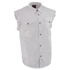 Milwaukee Leather DM4006 Men's White Denim Lightweight Shirt with