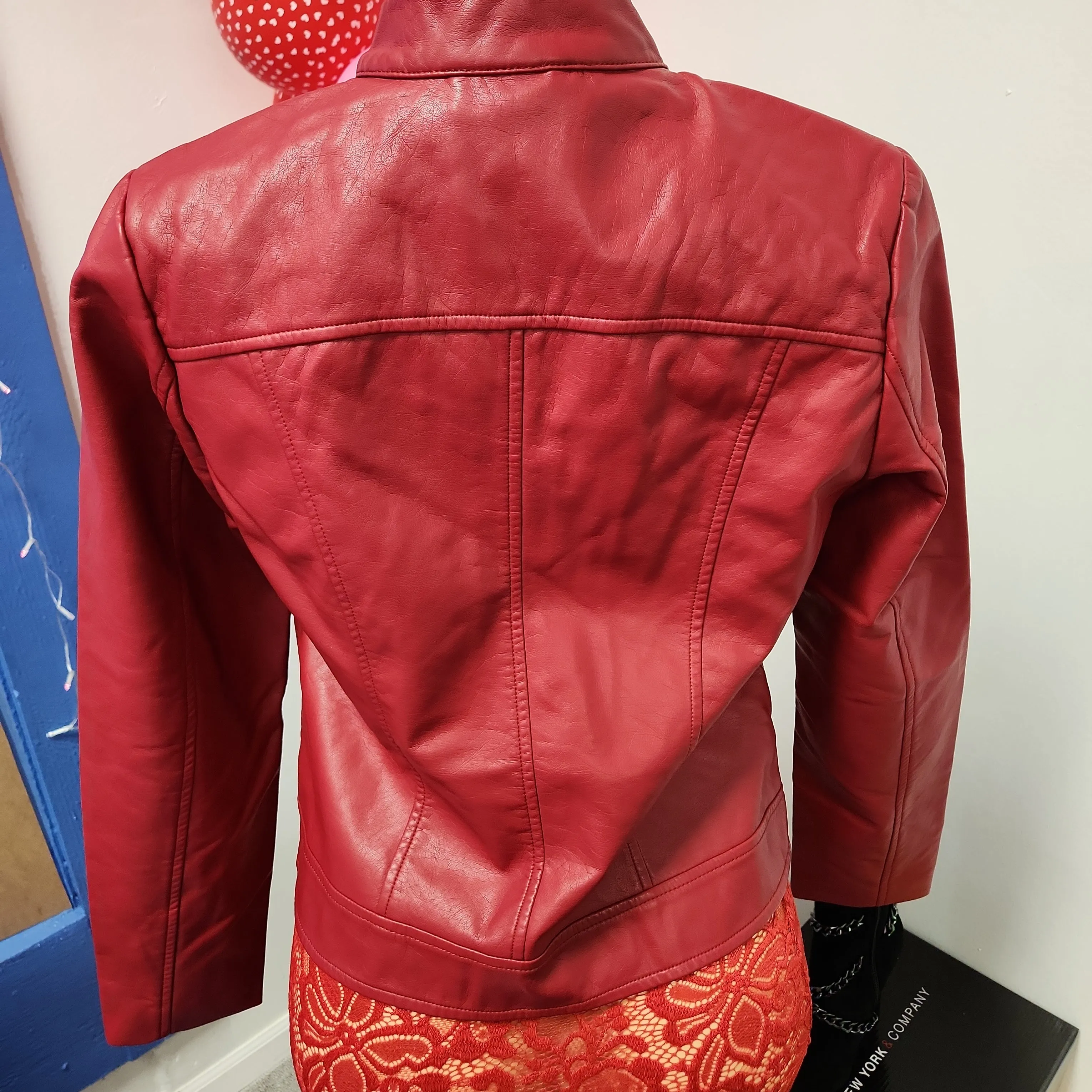 Moto Jacket w Rivets In Red