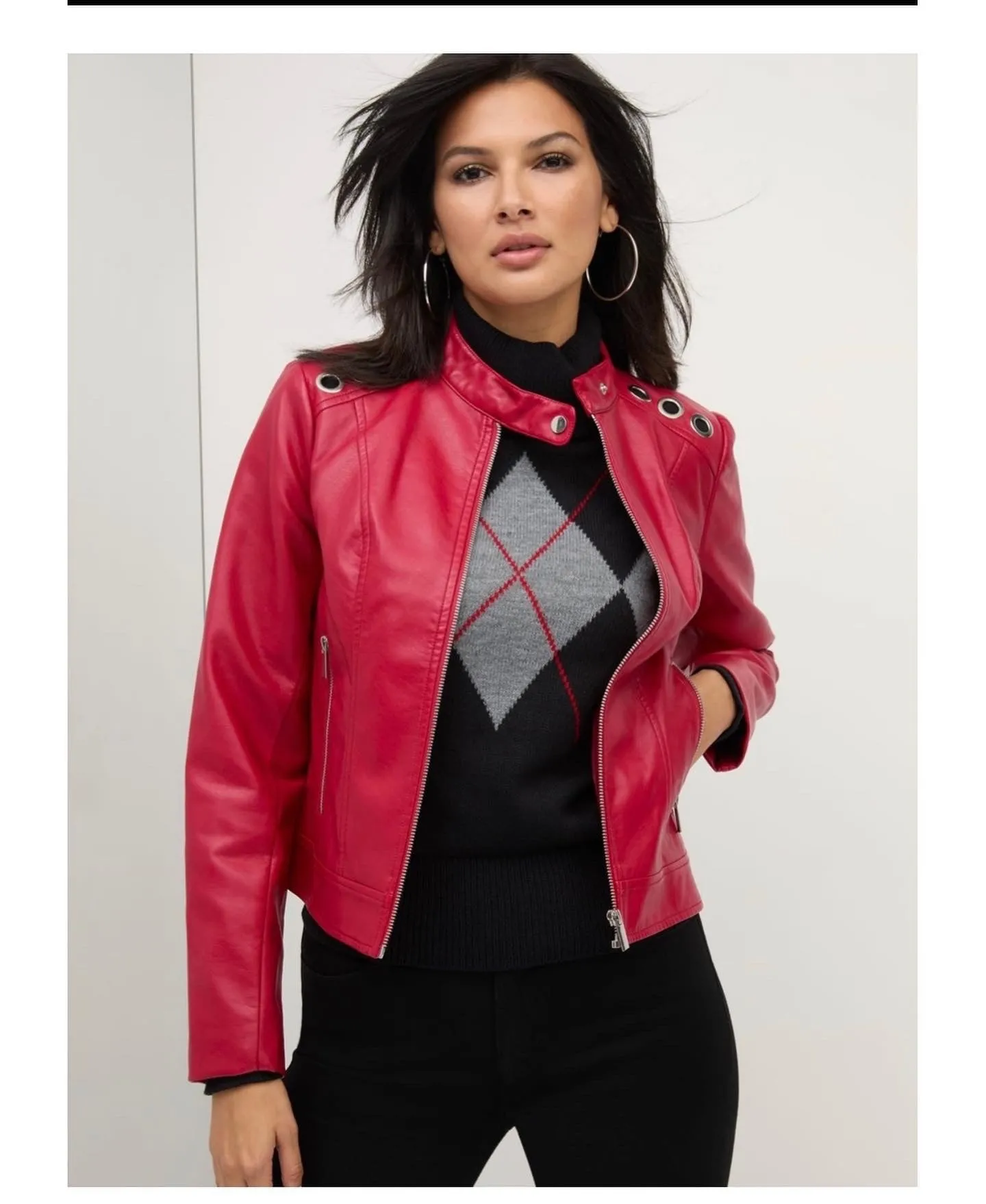 Moto Jacket w Rivets In Red