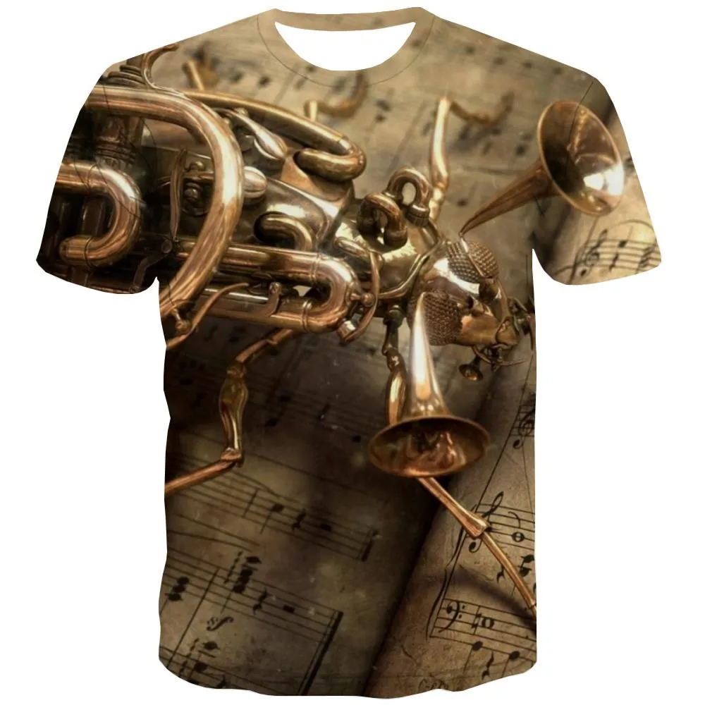 Music T shirts Men Instrument T shirts Funny Retro Tshirt Anime Electronic T-shirts Graphic