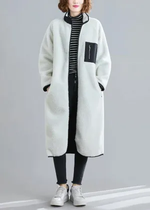 Natural zippered patchwork Plus Size tunics white box women coats