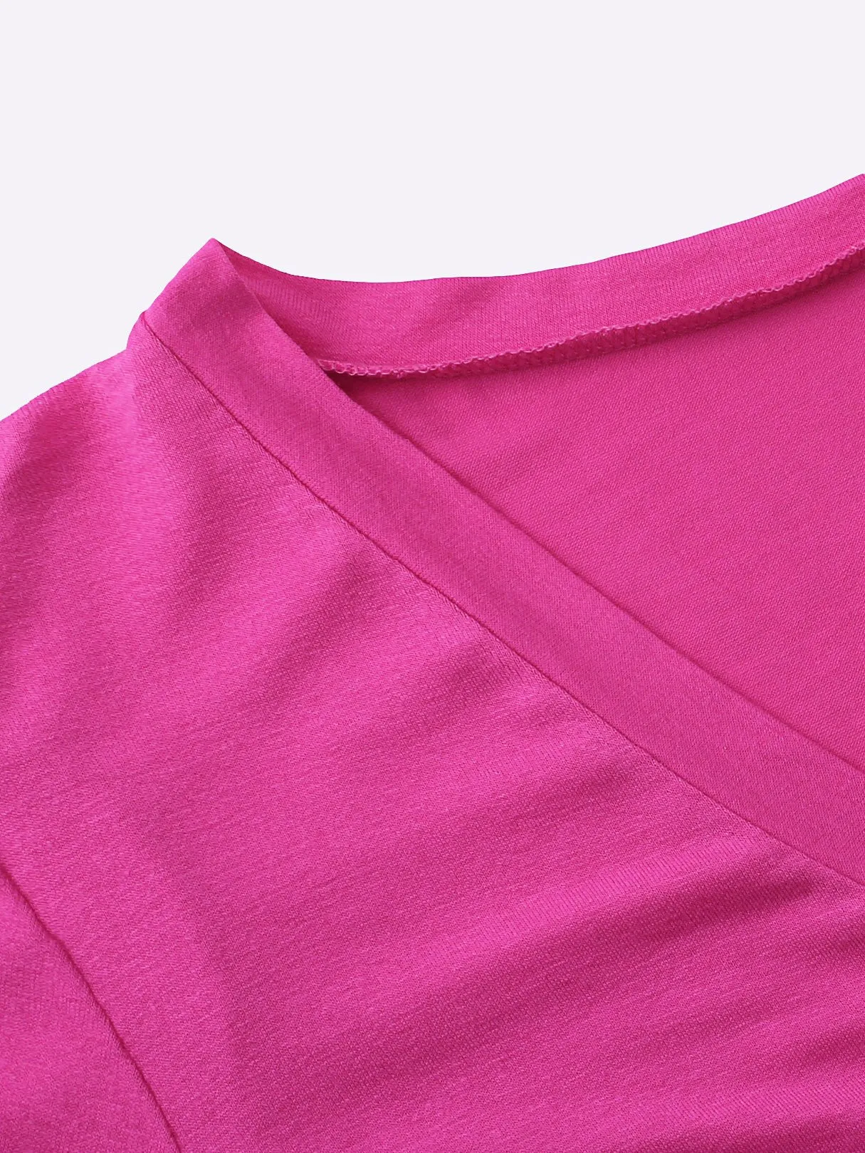 OEM ODM V-Neck Short Sleeve Slit Hem Rose T-Shirts