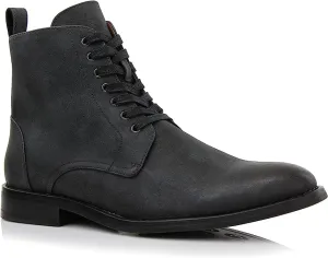 Off Black Woolen and Leather Lace-up Fashion Chukka Boots with Zipper Closure