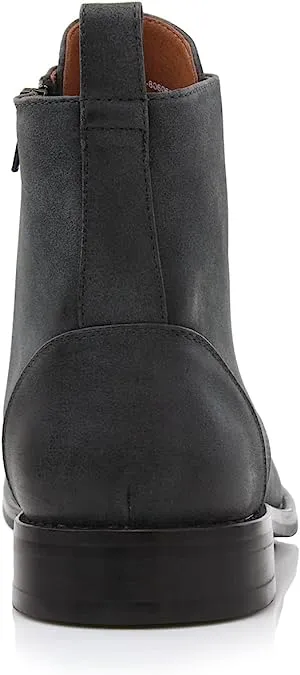 Off Black Woolen and Leather Lace-up Fashion Chukka Boots with Zipper Closure