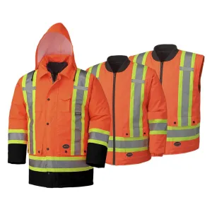 Parka - Pioneer Unisex Hi-Viz 100% Waterproof 7-in-1 Safety Parka, 5021BB / 5020BB / 5026