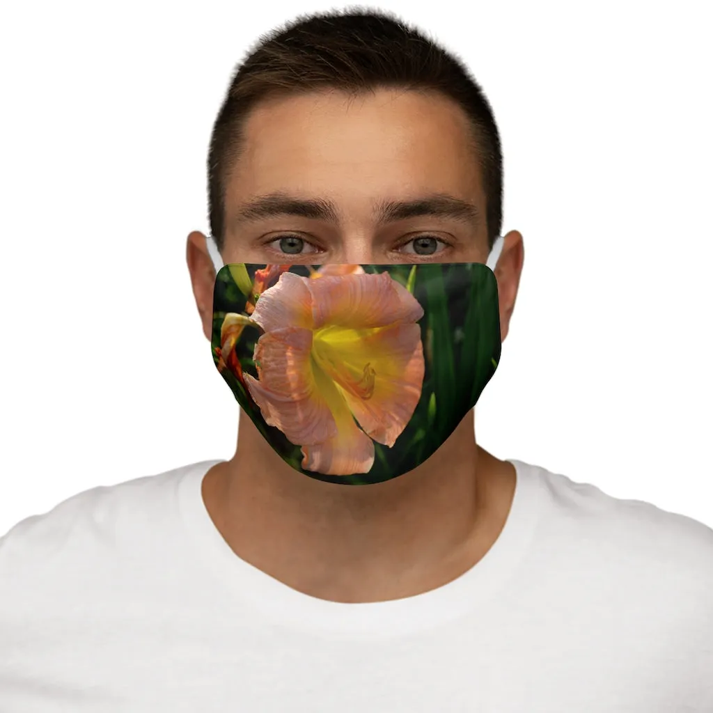 Peach and Yellow Flower Snug-Fit Polyester Face Mask