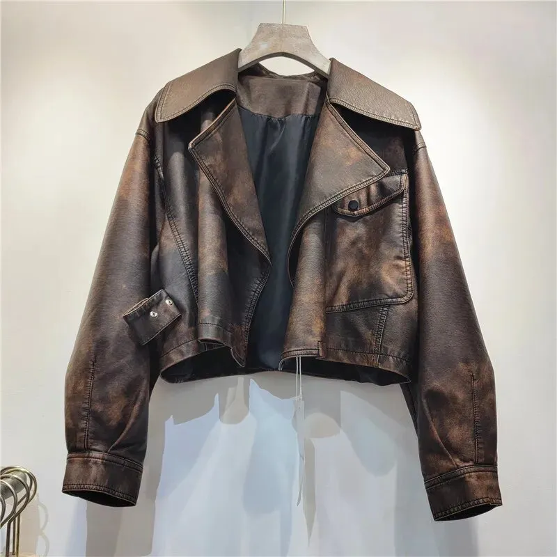 Pre Order:  Mottled Vegan Leather Short Jacket