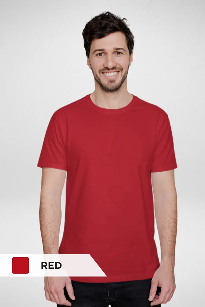 Red and Bottle Green Plain T-shirts Combo for Men