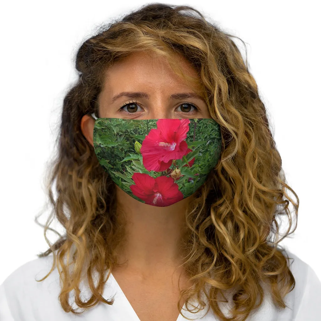 Red Flowers Snug-Fit Polyester Face Mask