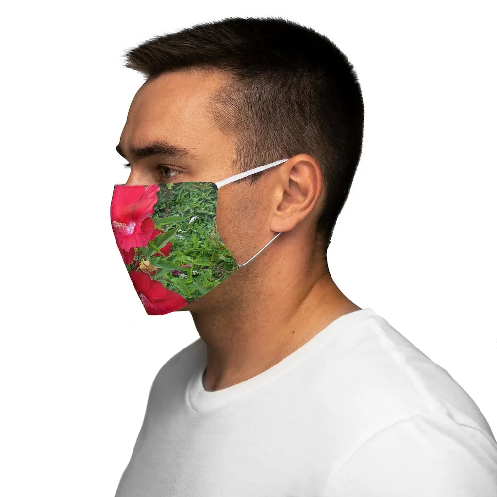 Red Flowers Snug-Fit Polyester Face Mask