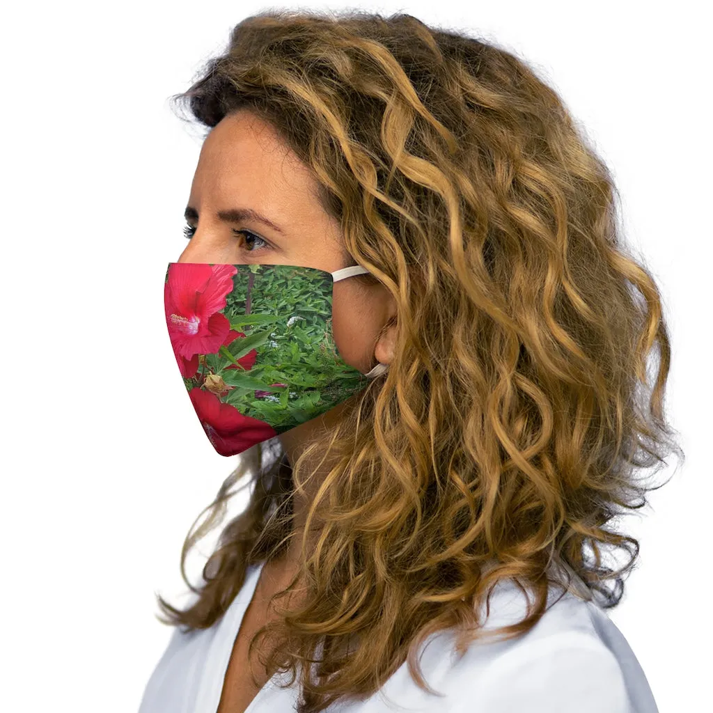 Red Flowers Snug-Fit Polyester Face Mask