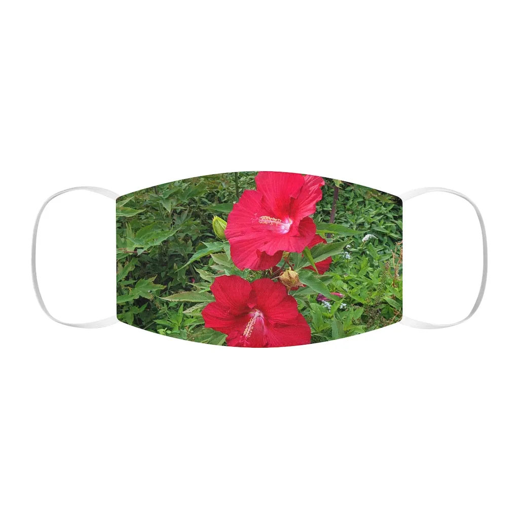 Red Flowers Snug-Fit Polyester Face Mask