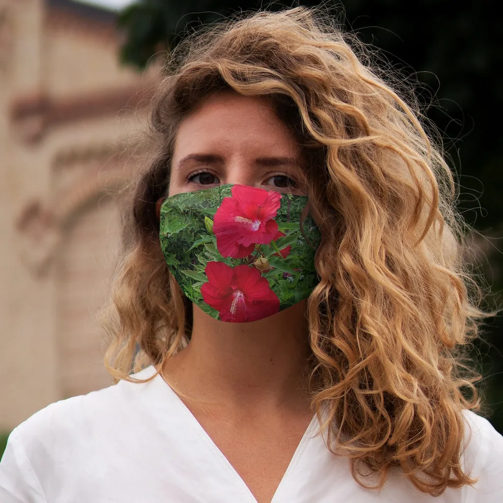 Red Flowers Snug-Fit Polyester Face Mask