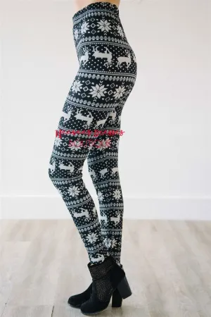 Reindeer & Snowflakes Christmas Leggings