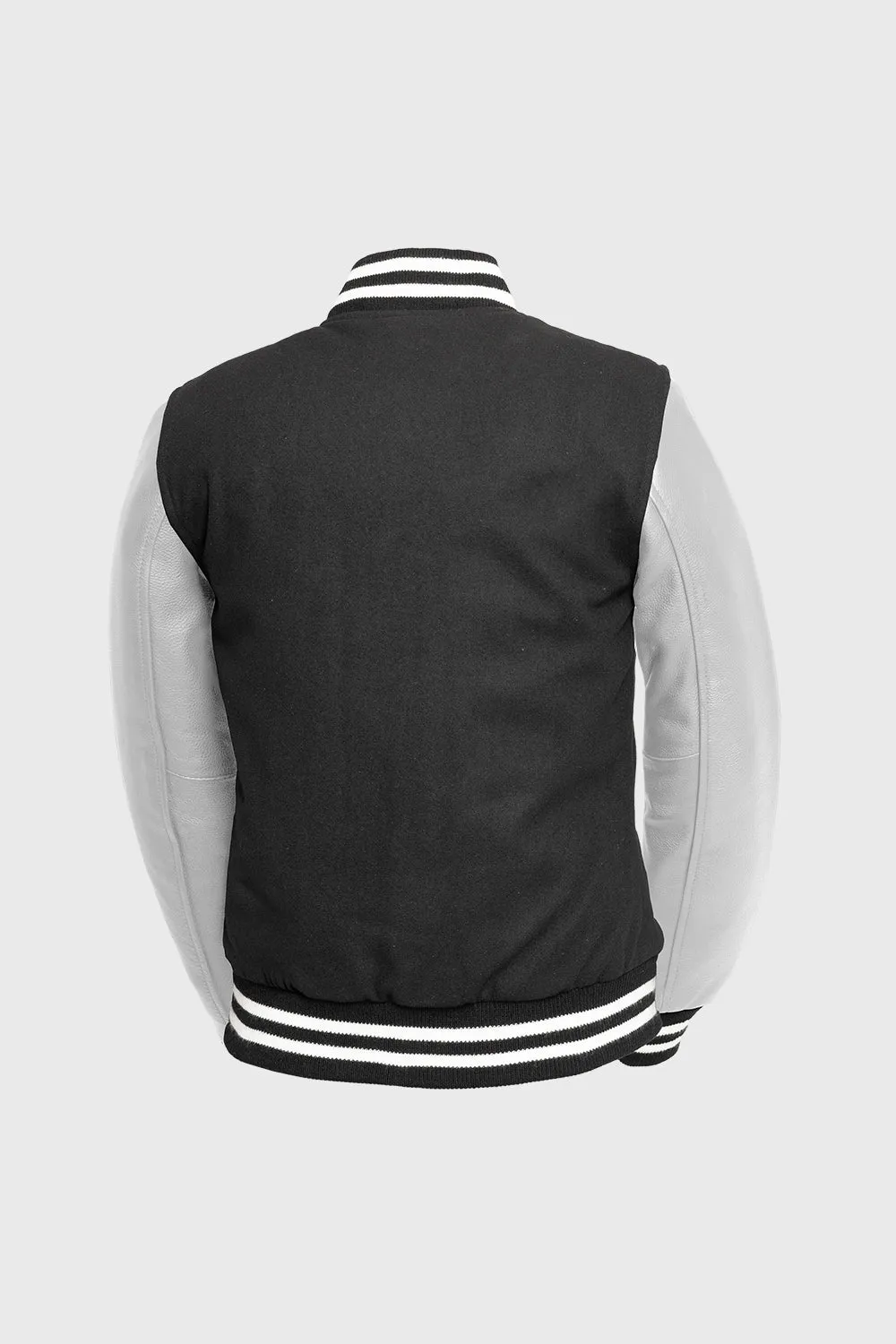 Sarah - Women's Varsity Jacket - White Leather Sleeves